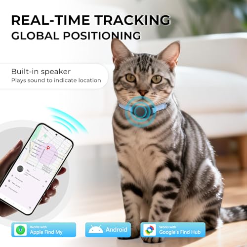 NozlaID Katzen Tracker - Mini SmartTag Tracker Ohne ABO für Katze - Kompatibel mit iOS/Android - Dehnbares GPS Katzenhalsband - Ortungsgerät Tracker für Katzen und Welpen (1 Pack)