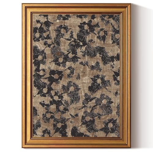 InSimSea Gold Framed 3D Textured Wall Art, Minimalist Abstract Floral