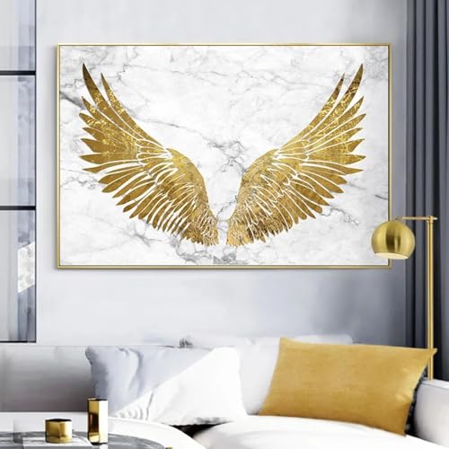 Peinture dorée ailes abstraites modernes pour habiller un grand mur