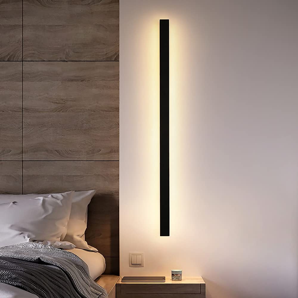 HYJAUSXB Long Wall Lamp Dimming LED Modern IP65 Waterproof Outdoor Mount Lighting Fixture Garden Porch Sconce Lantern 110V 220V Black Sconces Luminaire/Bedroom Bedside Licht