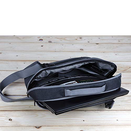 Image of Dynotrek Smart Shell 15.6 inch Laptop Sleeve Case, with Detachual Shoulder Straps Shockproof Cover, Accessory Pocket, Briefcase Computer Hand Bag, Compatible for HP, ASUS, Dell, Acer -Denim Grey