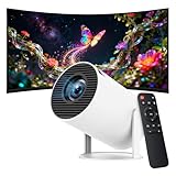 Mini Projector with WiFi and Bluetooth, 4K 1080P Support Portable Projector, 180° Rotation with Auto Keystone & 50% Zoom Movie Projector, 40'-130'Screen Video Projector for Bedroom, Home, Outdoor