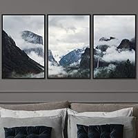 3 Piece Framed Canvas Wall Art Foggy Mountains Canvas Prints Home Artwork Decoration for Living Room,Bedroom - 16