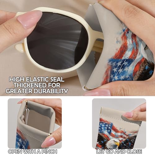 Image of 2 PCS Glasses Eyeglass Sunglasses Case Pouch Soft PU Leather Cute Aesthetic with Cleaning Cloth for Boys Men Man