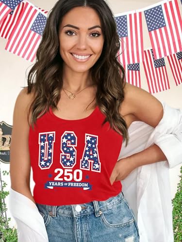 Image of Ithalt Womens American Flag Shirts 4th of July Outfits USA T-Shirt Patriotic Tank Shirt Fourth of July Sleeveless Tops