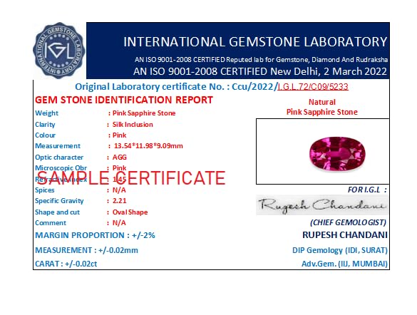 Astro Cart 5 Carat Pink Sapphire Stone Original Certified 5.50 Ratti Gulabi Pukhraj Stone पिंक सफायर स्टोन Pink Sapphire Gemstone Pure Pink Stone For Pink Sapphire Bracelet 1