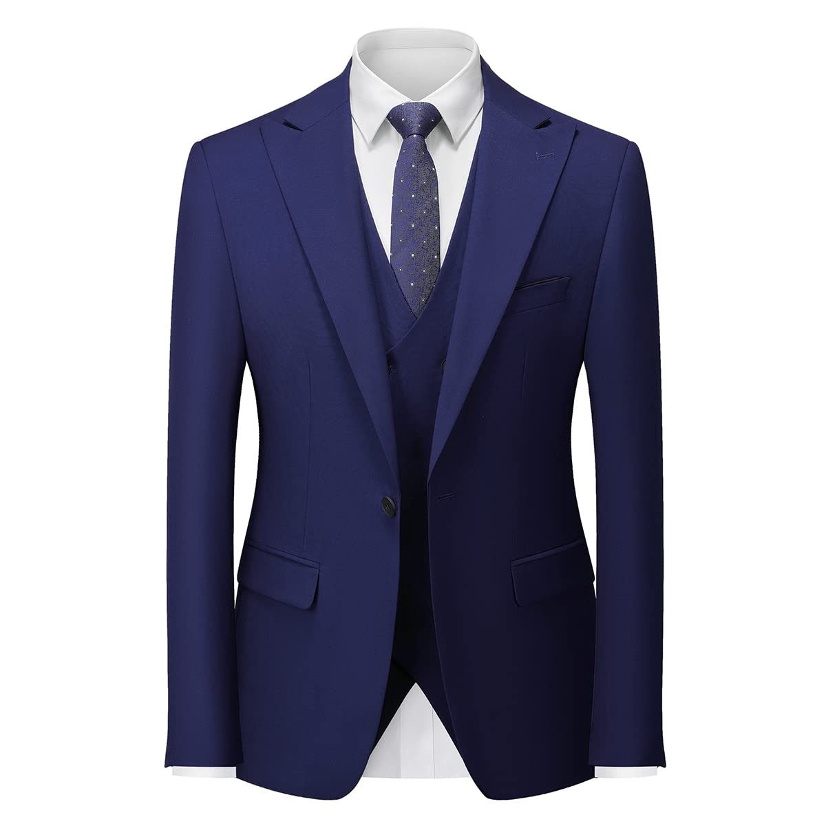 MODFUL Tuta da uomo, 3 pezzi, slim fit, business, con un bottone, smoking e pantaloni