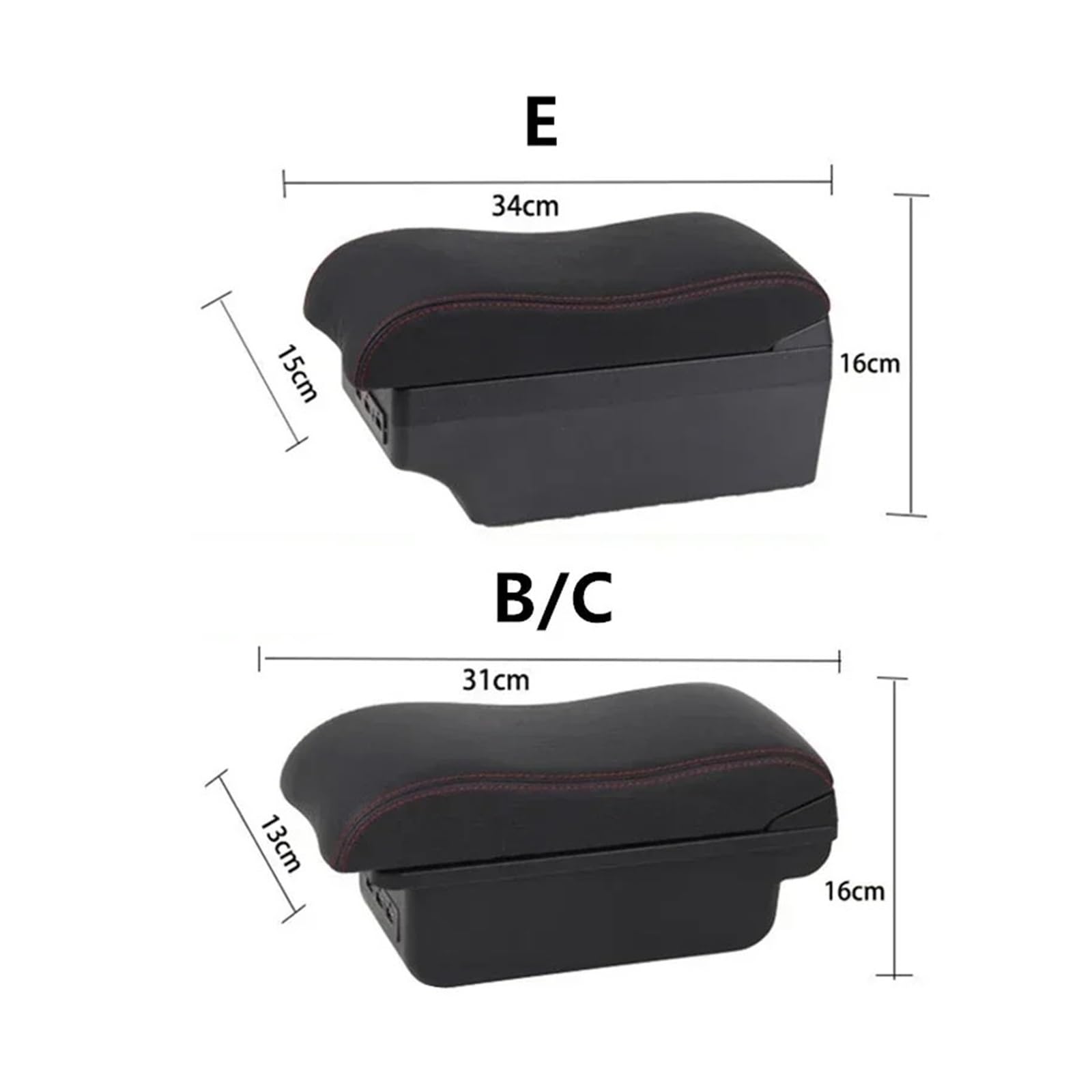 Bracciolo portaoggetti universale per auto, in pelle, con porta USB