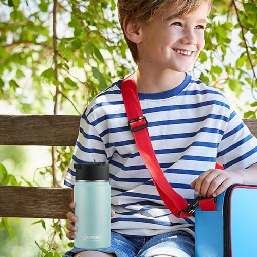 Image of koodee Water Bottle with Straw -12 oz Stainless Steel Double Wall Vacuum Insulated Water Bottle BPA Free Wide Mouth for School (Baby Blue)