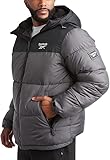 Reebok Mens Winter Jacket - Warm Heavyweight Mens Winter Coat - Wind Water Resistant Insulated Quilted Puffer Jackets for Men, Size Large, Charcoal Grey Ash