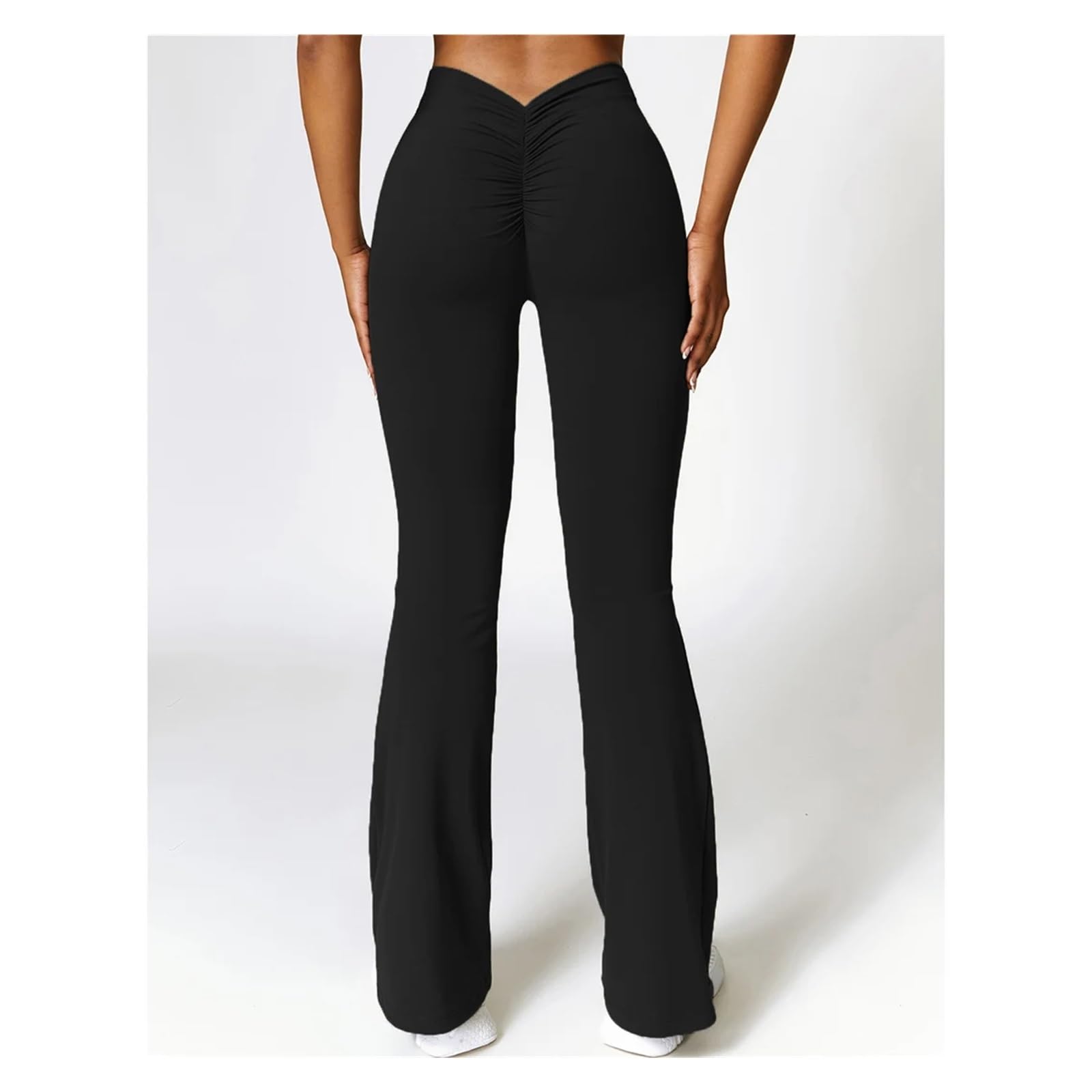 Pantalones De Yoga Acampanados con Realce Cadera, Pierna Ancha Y Trasero Fruncido, Cintura Alta para Yoga Fitness