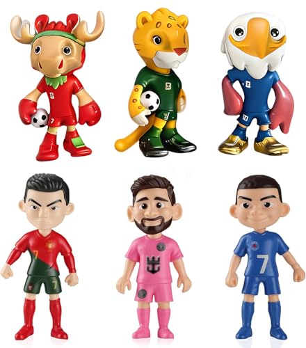 Figurines Coupe du Monde 2026 : lot de 6 mini statues de foot en PVC de 10 cm pour collectionneur