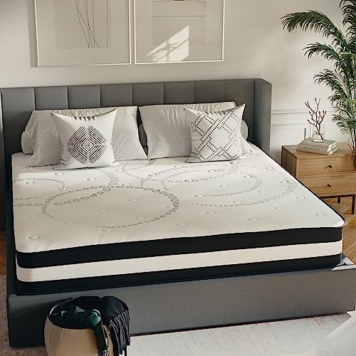 Image of Flash Furniture Capri Comfortable Sleep 12 inch Hybrid Pocket Spring and Foam Mattress in a Box, Foam Pocket Spring Hybrid Mattress for Pressure Relief, King