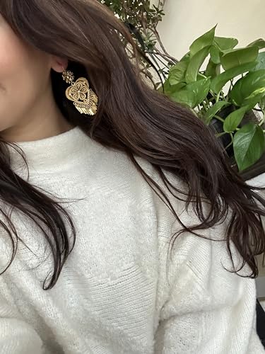 Folklorico Dance Traditional Mexican Gold Filigree Earrings, Heart Shape Earrings, Day of the Dead, Mexican Earrings, Heart Earrings3