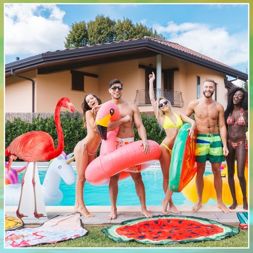 Image of Geelin 5ft Flamingo Cardboard Cutout Standup Flamingo Party Decoration Life Size Summer Beach Theme Decoration Tropical Backdrop Photo Prop for Hawaii Beach Themed Birthday Party Decor