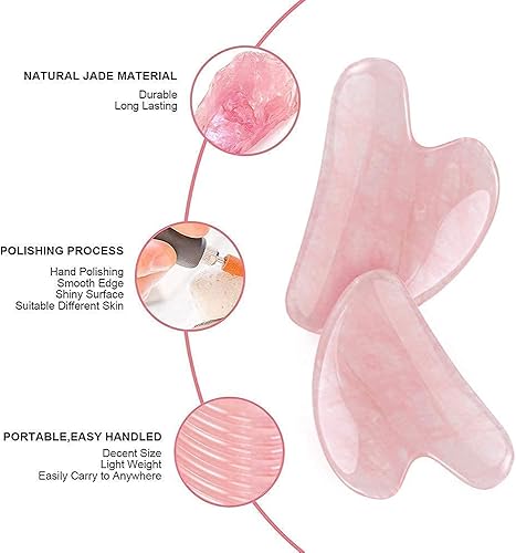 Miniatura 4 de Rosy Finch Herramienta de masaje Gua Sha, herramienta de masaje de raspado de piedra de jade, masajeador de rodillo de jade para cara, ojos, cuello,