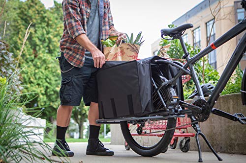 Image of Mongoose Envoy Cargo Bike for Adult, 24-Speed Trigger Shifter, 26-Inch Wheels, Aluminum Cargo Frame, Internal Cable Routing, Mechanical Disc Brake, with Two Large Weather Resistant Cargo Bags