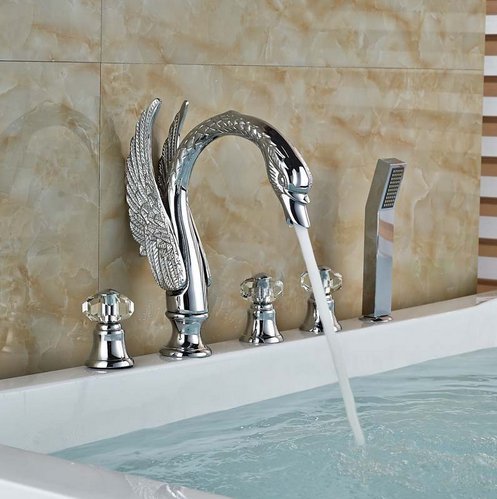 Mitigeur de baignoire chrome 5 pcs Gowe robinet mélangeur sur gorge