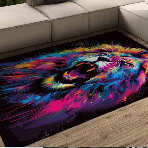Tapis de chambre d’enfant lion poils ras pour éviter la poussière au sol - 2
