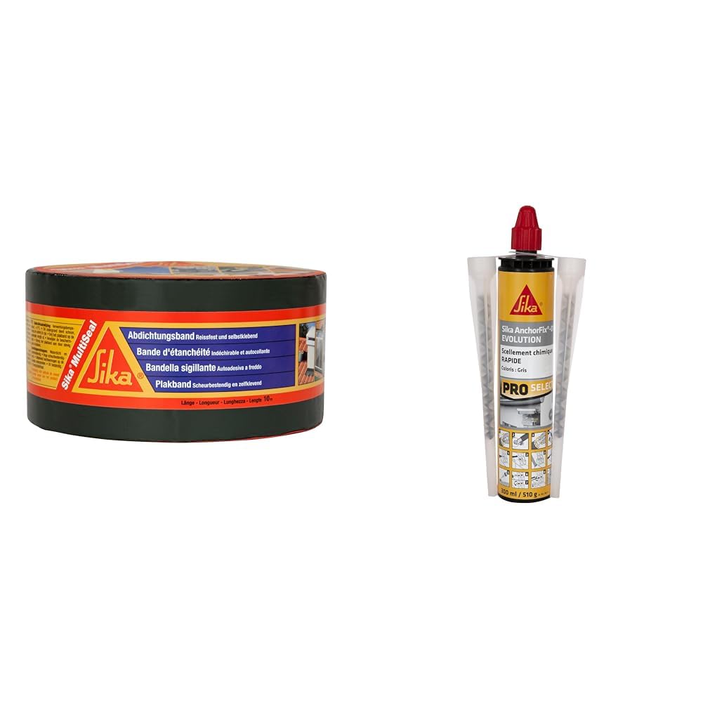 SIKA Bande d'étanchéité alu gris 75mm x 10m et mortier de scellement chimique AnchorFix 01 Evolution