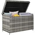 YITAHOME 230 Gallon XXL Deck Box, All-Weather Wicker Outdoor Storage Box, PE Rattan Storage Bin for Patio Furniture, Outdoor Cushions, Pool Storage and Garden Tools - Grey