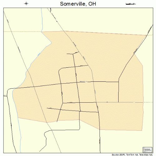 Large Street & Road Map of Somerville, Ohio OH Printed poster size