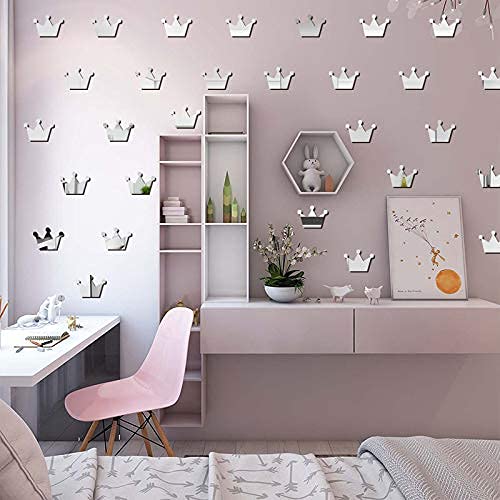 Set de 20 vinilos espejo corona para pared acrílico miniatura 6