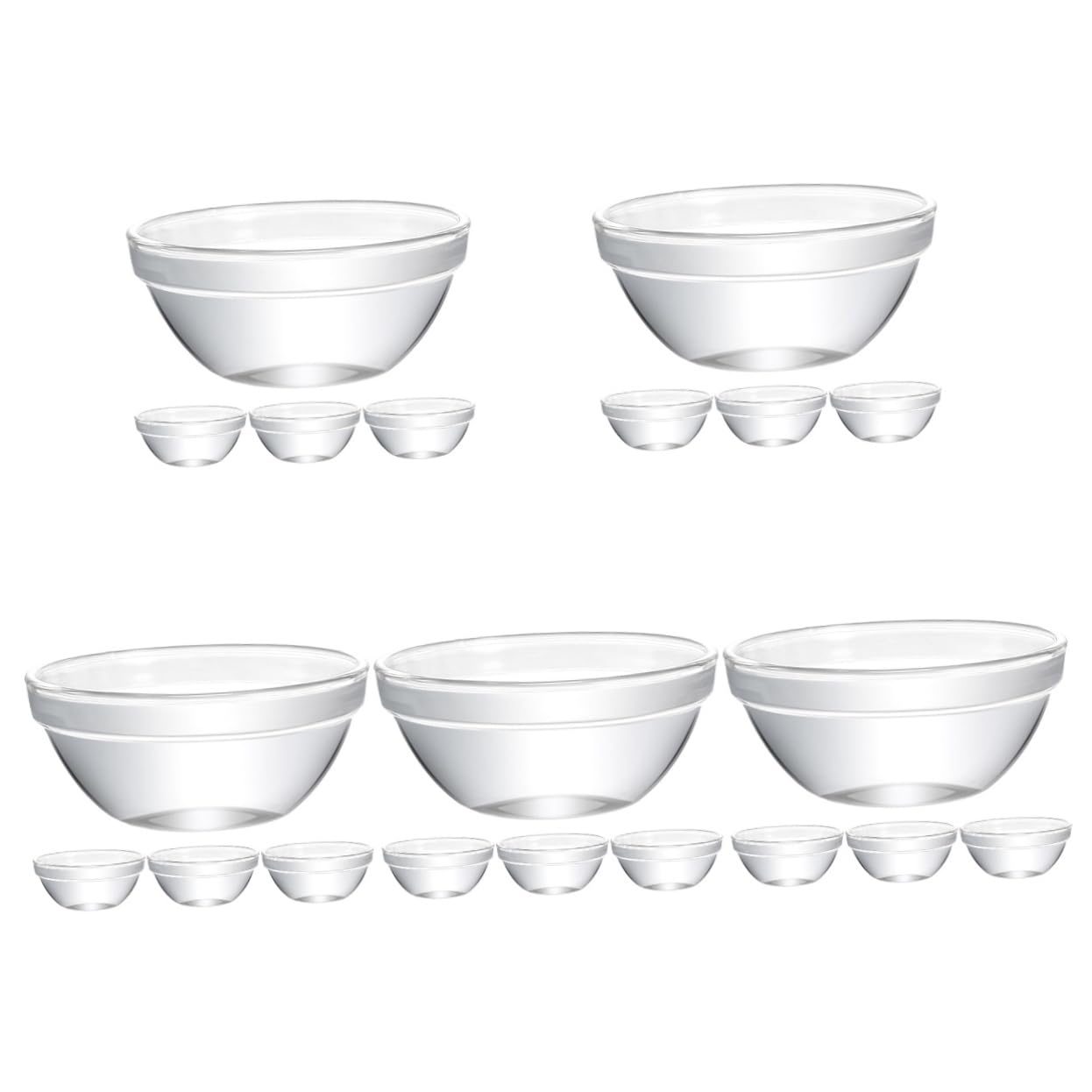 Luxshiny 20 Pcs Bozai Cake Bowl Clear Container Mold Clear Glass Bowls Salad Serving Bowl Glass Salad Bowls Small Ramekin Bowls Multi-function Food Bowls Home Bowl Baking Bowl
