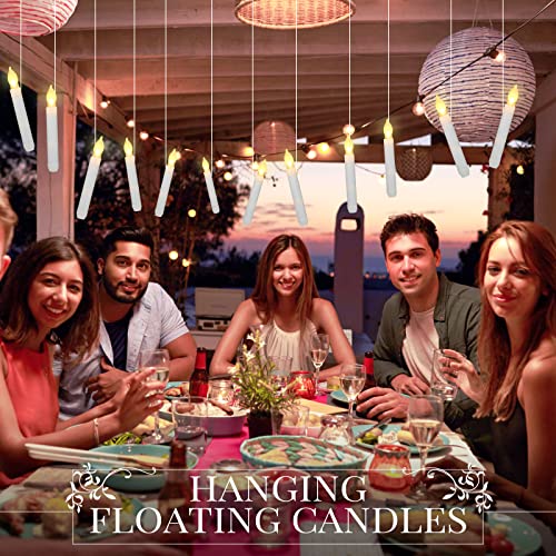 Image of Macarrie 60 Flickering LED Taper Candles, White Candle White Light