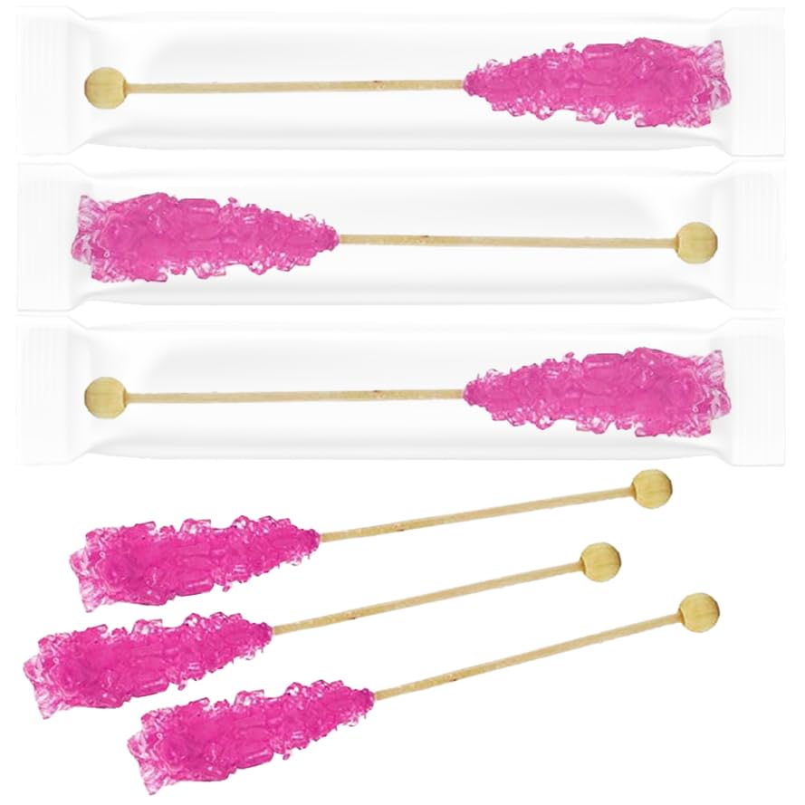 Fruidles Rock Candy Lollipops Suckers, Variety Flavor and Color Assortment, 5.5" (12-Pack, Cotton Candy - Light Blue)