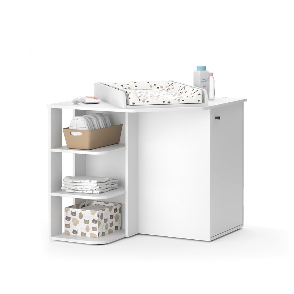 Vicco Fasciatoio Kristian Bianco 85 x 77.3 cm porta e vani aperti convertibile in cassettiera