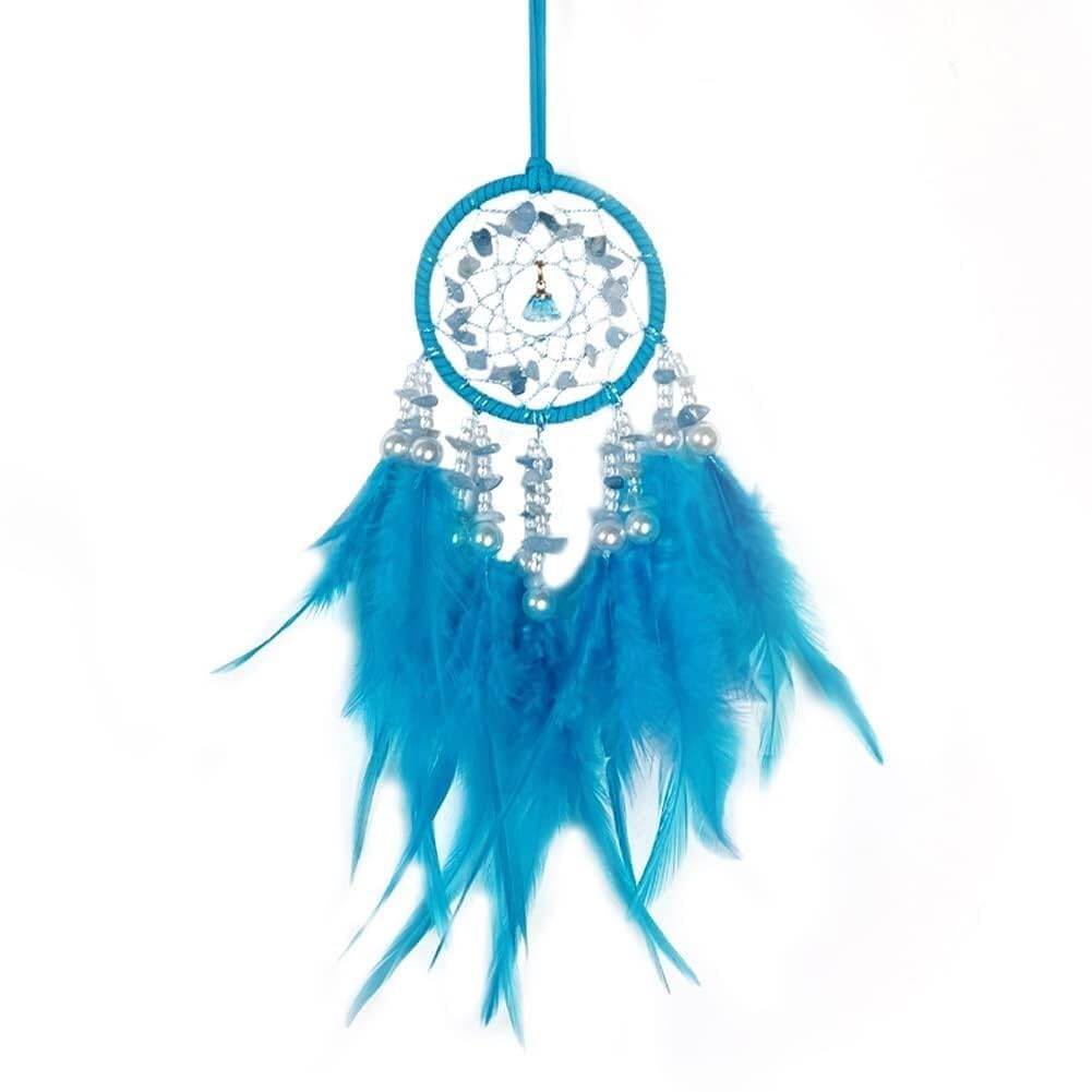 Wind Chime Dream Catchers Feather Wind Chimes, Wall Hanging Decorations, Car Charm Ornament Windchime(Blu)
