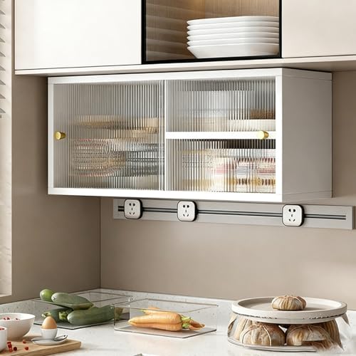 Vitrina de pared de madera maciza con puertas...