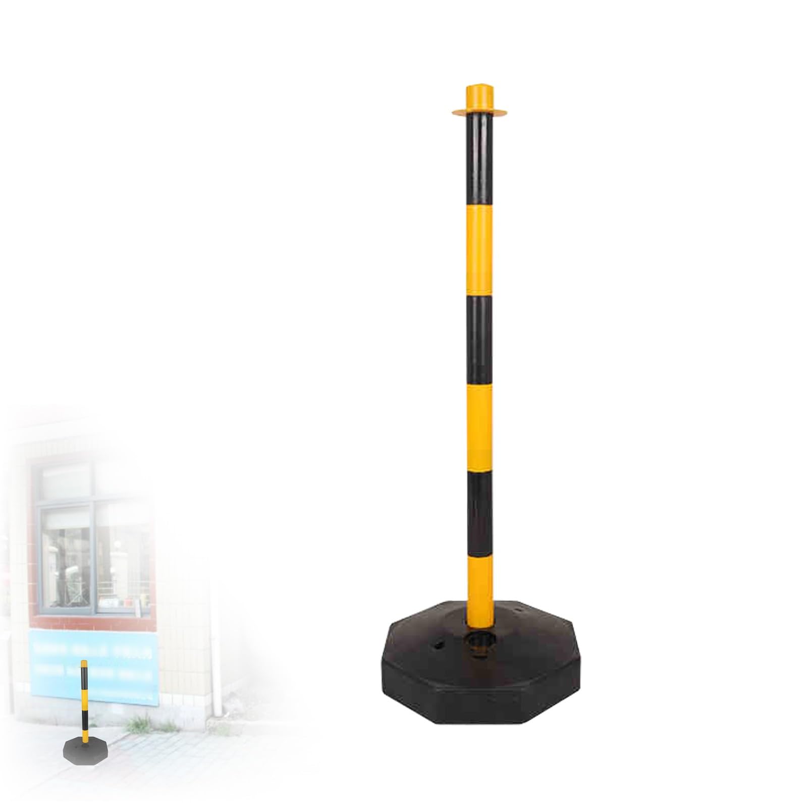 Bolardo de seguridad vial, conos delimitadores de tráfico portátiles desmontables con base estable rellenable, para uso interior y exterior, amarillo, 85 cm de alto (33 1/2").