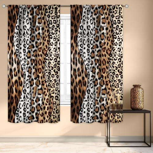 Brown Wild Animals Modern Wildlife Skin Living Room Bedroom Window Curtains