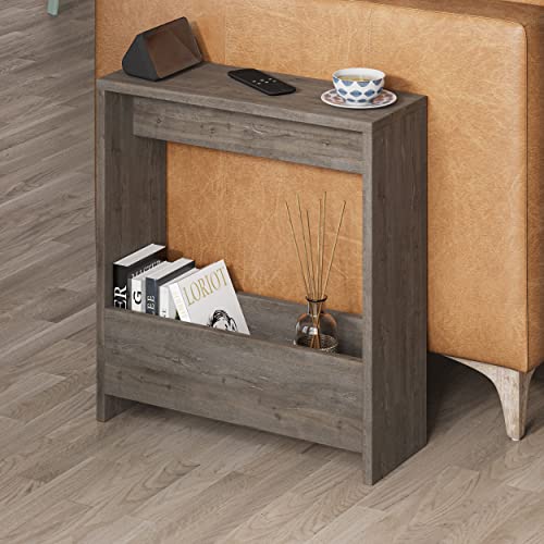 HOCUS PICUS Side Table with Magazine Rack for Living Room and Office - Many Colour Options - Side/End Table - 55 x 20 x 60cm (Dark Coffee)