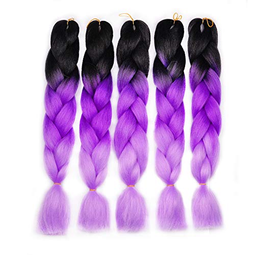 Synthetic Braiding Hair Extensions for Women Andromeda 5Pcs 18Inch Two Tone Soft Fiber Braiding Hair Extensions for Crochet