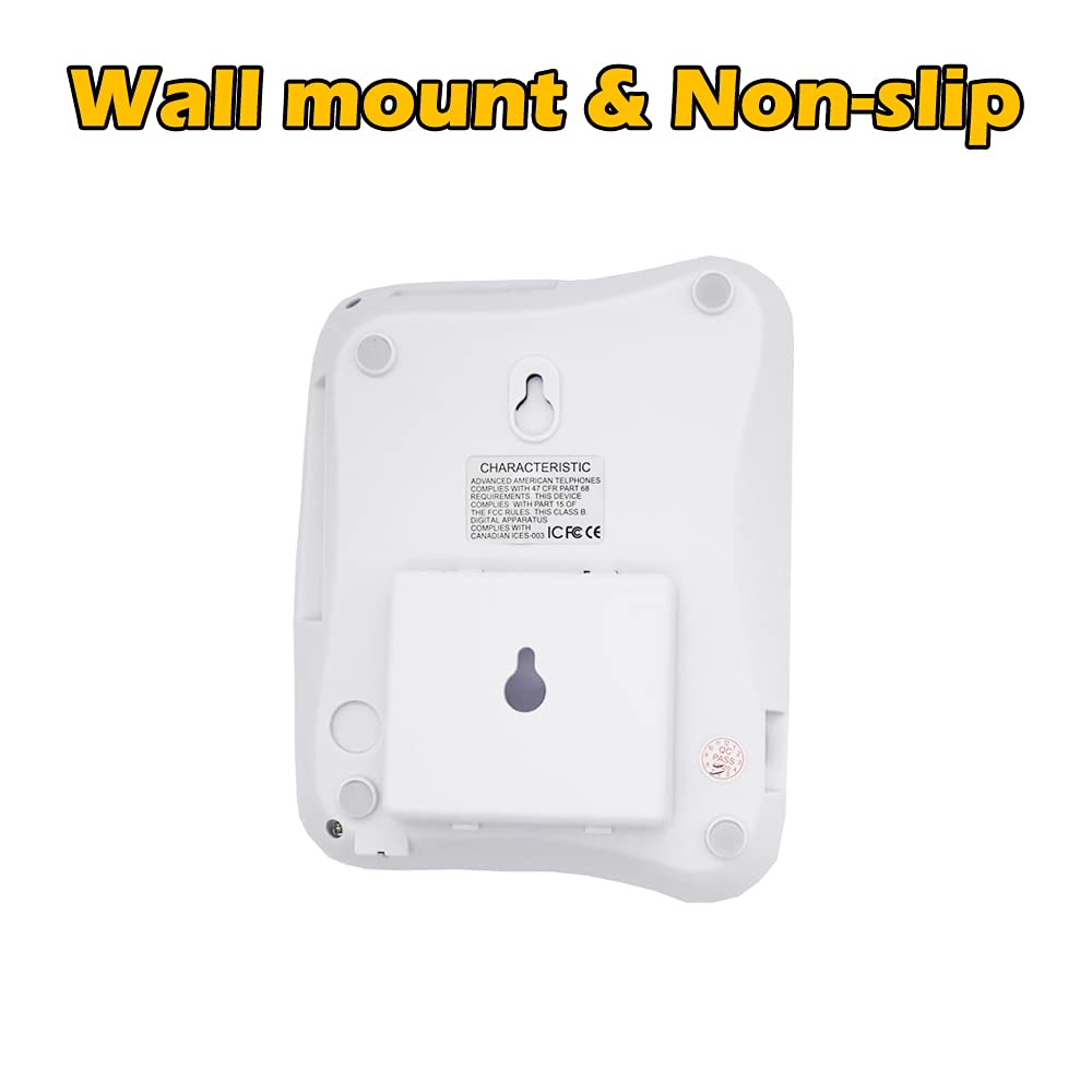 J-P45 - Teléfonos amplificados para personas mayores con botón grande y altavoz, con audífonos para teléfono fijo para personas mayores y función de montaje en pared