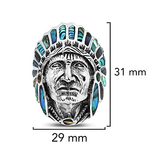 AeraVida Abalone Shell Native American Style .925 Sterling Silver Ring | Native American Rings for Women Sterling Silver | Ring Weight 13.7 Grams Size 7 to 143