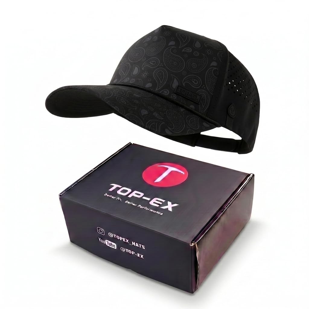 TOP-EX Gorra para hombre con correa, gorra de snapback, resistente al agua, protección UV, transpirable, gorra deportiva para verano, gorra de golf