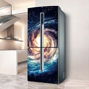Fridge Wraps Kitchen Fridge Stickers Cover Full Doors, Fridge Sticker Full Covering Door Fridge Covers Skins Wall Stickers for Kitchen Decal, Nebula Space Mystery Starry Sky