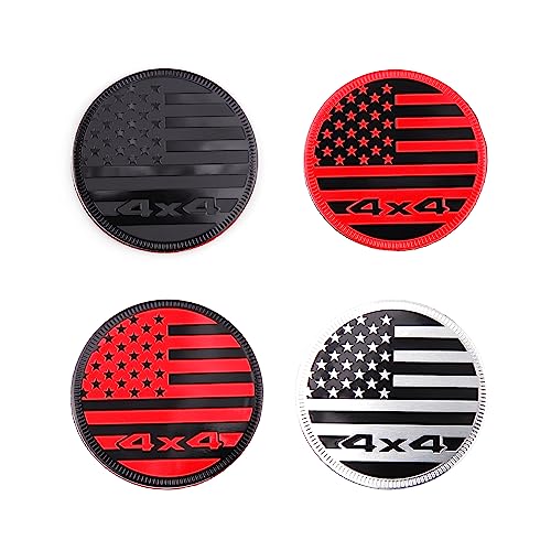 Image of 2Pcs American flag Rated 4 x 4 Metal Car Emblem car Badges Beautiful car Stickers for Motorcycle Bumper Stickers Anywhere Practical Gifts (black)