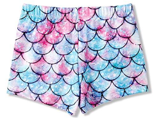 Short metálico para meninas, short atlético com holograma brilhante para dança de torcida, Neon Merm