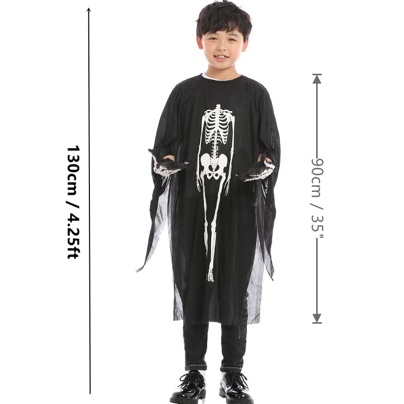 Veroda Halloween Skeleton Clothes + Face Mask + Gloves Set Costume Halloween Outfits Cosplay Fancy Dress Party (Children) - Image 2