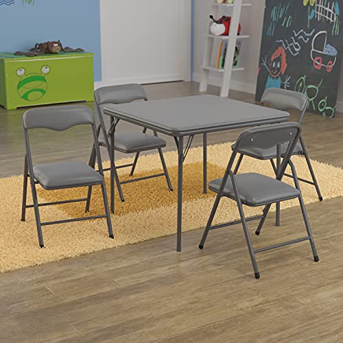 Flash Furniture Mindy Kids Gray Folding Table And Chair Set