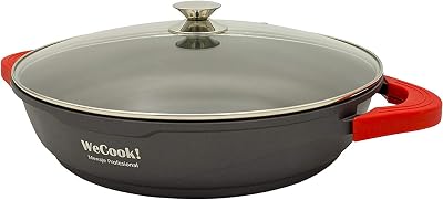 WECOOK Ecostone — cazuela baja inducción con tapa de cristal