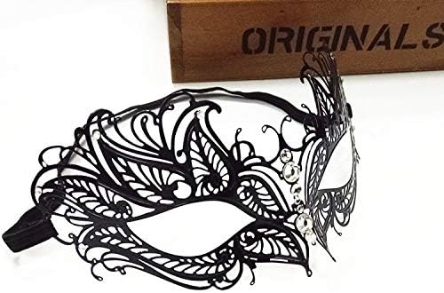 Miniatura 4 de Máscara de mascarada para mujer, máscara de metal ultraligera con diamantes de imitación de metal brillante veneciano bonito para fiesta, noche,