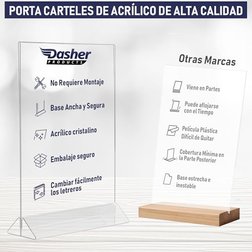 Soporte de acrílico para letreros A4 Dasher Products, marcos de menú estilo retrato para eventos 3