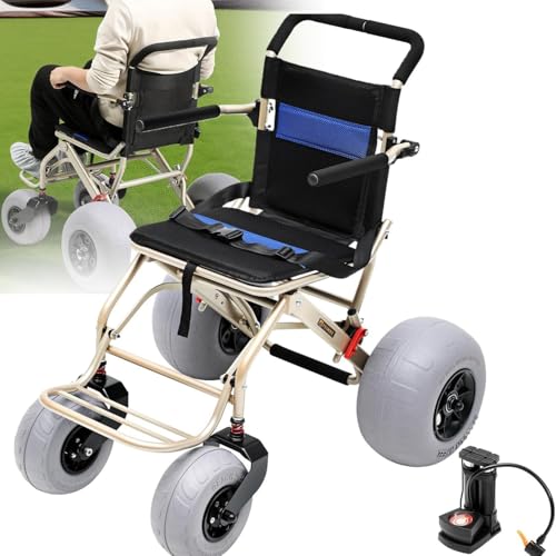 XCSCUK Sedia a rotelle da Spiaggia, Sedia a rotelle Pieghevole Leggera per Il Trasporto, Sedia a rotelle ergonomica per Il Trasporto, per Anziani e Adulti