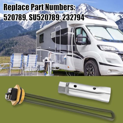 Image of 520900 RV Water Heater Element with Water Heater Element Wrench Socket, 1440W 120V Heating Element Replace 520789 232794 for Suburban RV SW Electric Water Heater Parts, Screw-In